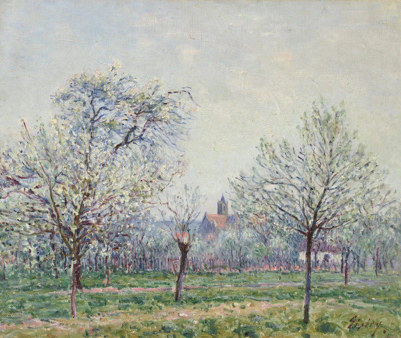 De boomgaard in Moret-sur-Loing, lente - Alfred Sisley