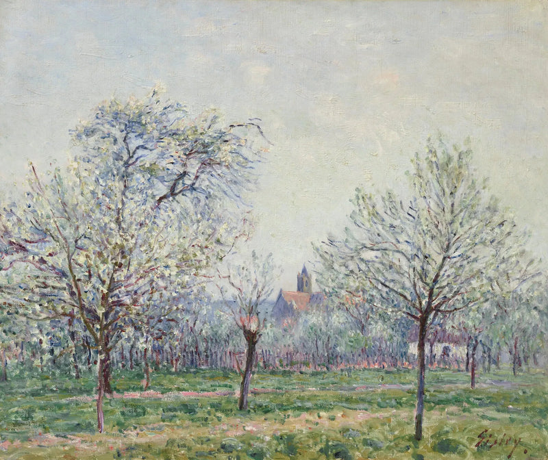De boomgaard in Moret-sur-Loing, lente - Alfred Sisley