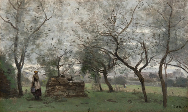De boomgaard, omgeving van Mantes - Jean-Baptiste Camille Corot