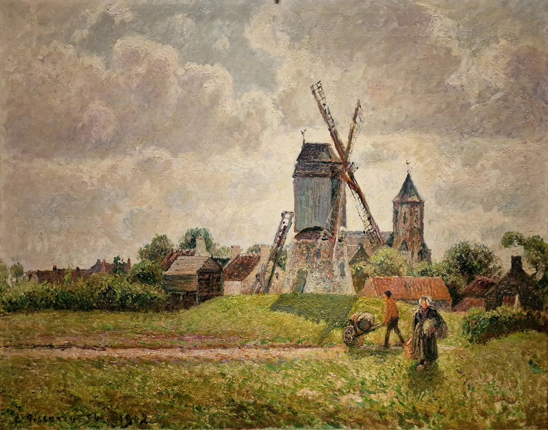 De oude molen van Knokke - Camille Pissarro