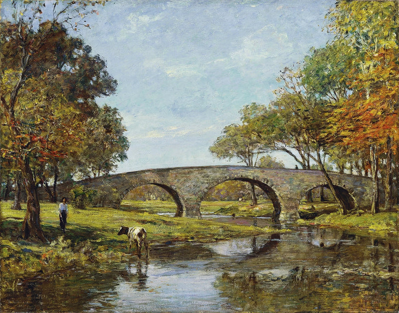 De oude brug - Theodore Robinson