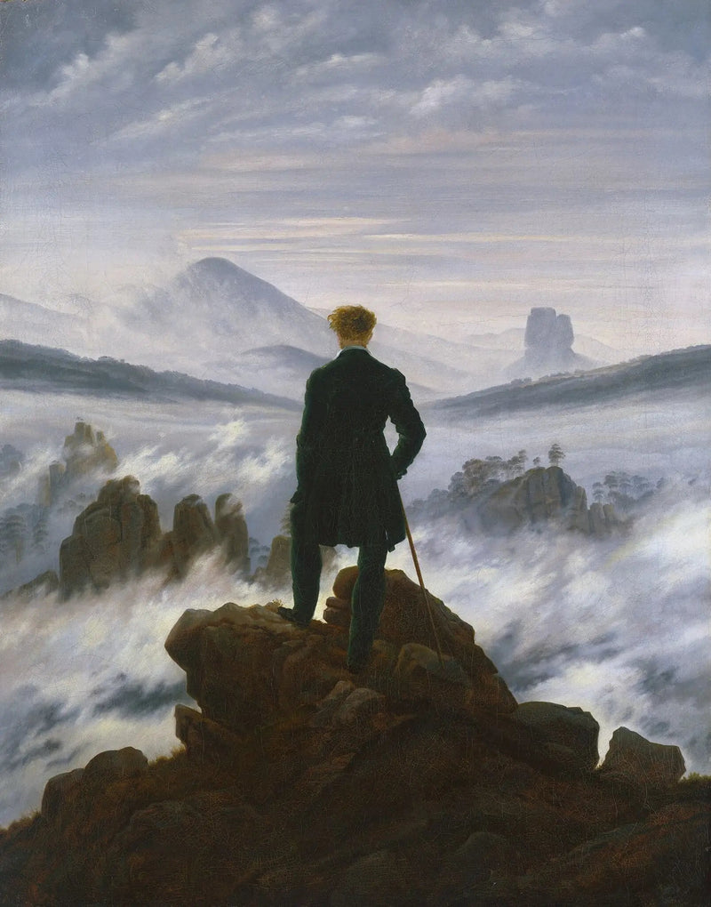 De reiziger die naar een zee van wolken kijkt - Caspar David Friedrich