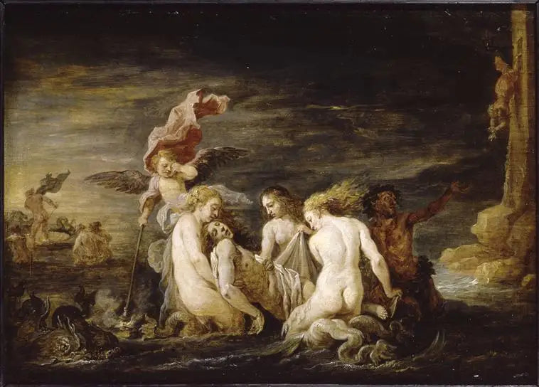Léandre verdronken gevonden door de Nereïden - David Teniers de Jonge

Source:
Léandre noyé retrouvé par les Néréides - David Teniers le Jeune
