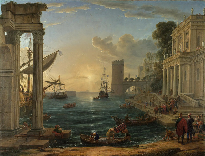 De inscheping van de koningin van Sheba - Claude Lorrain
