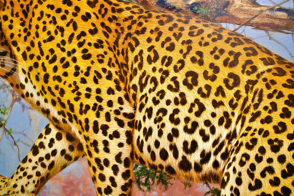 Léopard dans un arbre | 150 x 100 cm Reproductions de tableaux à la peinture à l’huile