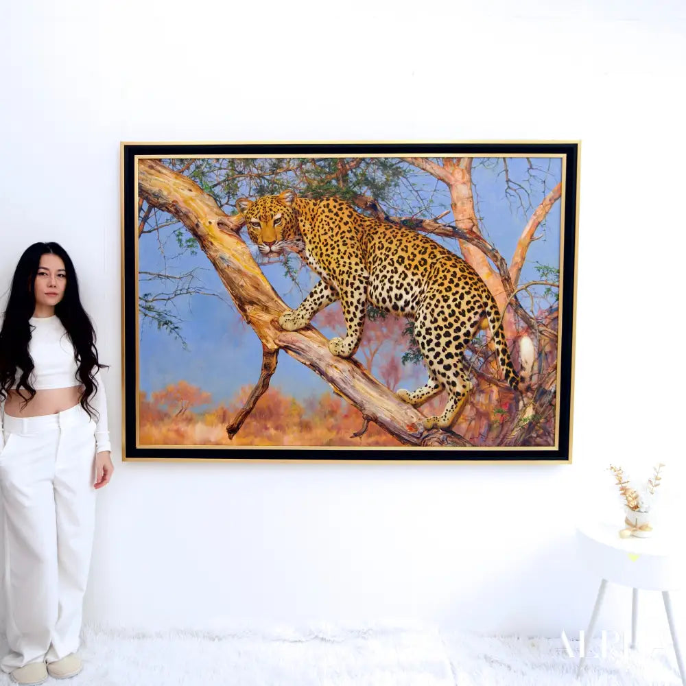 Leopard in a Tree – Somchai | 150 x 100 cm Reproductions de tableaux à la peinture à l’huile