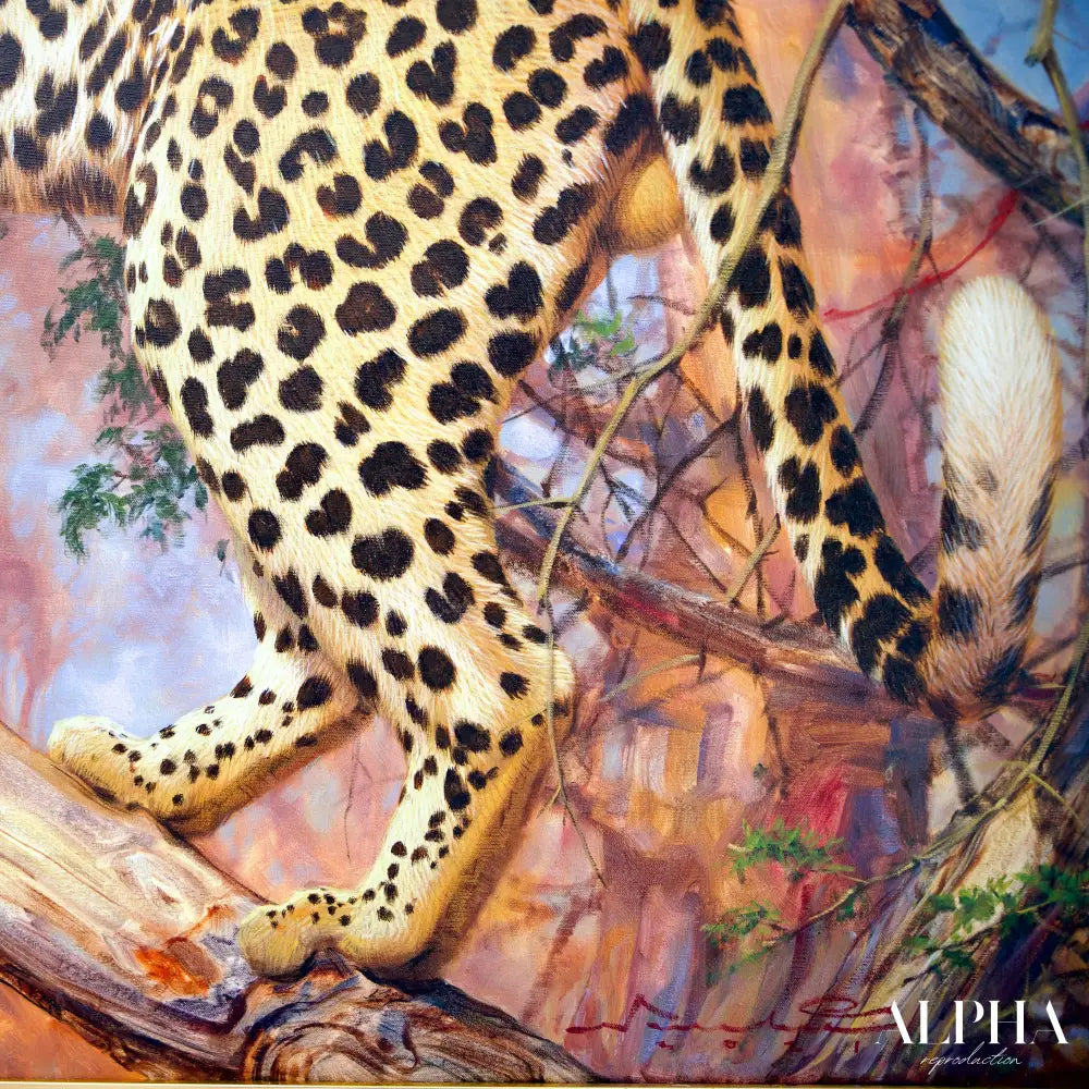 Leopard in a Tree – Somchai | 150 x 100 cm Reproductions de tableaux à la peinture à l’huile