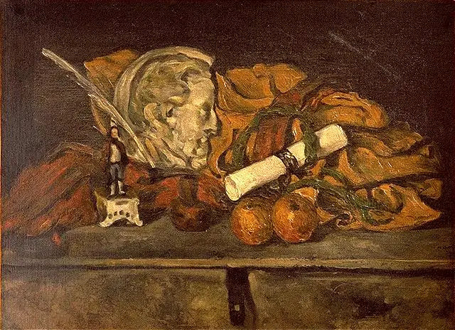 De accessoires van Cézanne. Stilleven met medaillon van Philippe Solari - Paul Cézanne