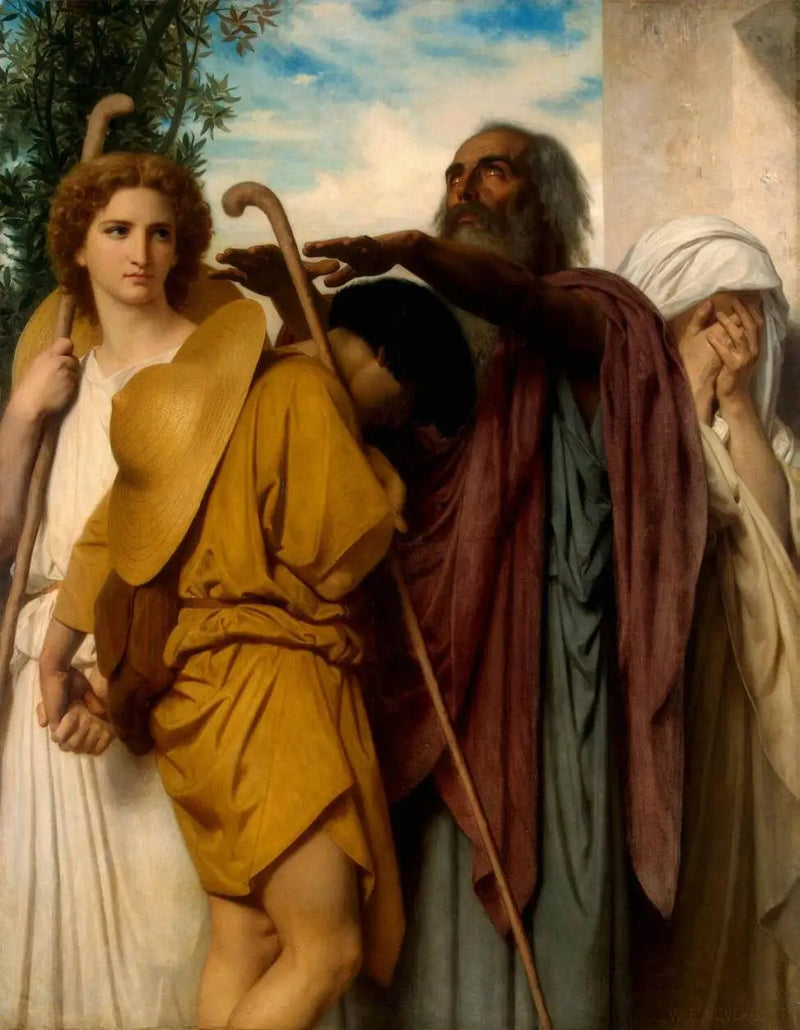 De afscheid van Tobie van zijn vader - Bouguereau