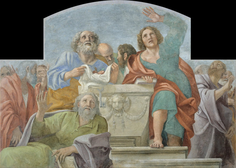 De apostelen rond de lege grafsteen - Annibale Carracci