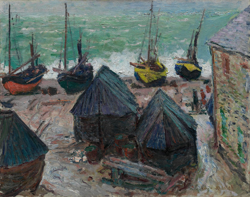 De boten op het strand bij Étretat - Claude Monet