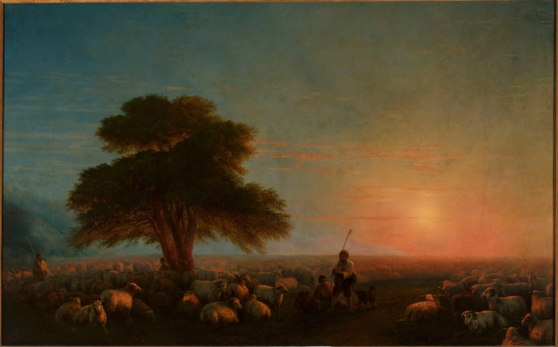 De herders met een kudde schapen. - Ivan Aïvazovski

Source:
Les bergers avec un troupeau de moutons. - Ivan Aïvazovski