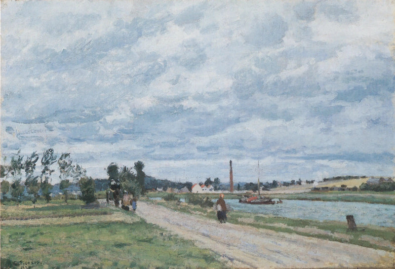 De Oever van de Oise nabij Pontoise - Camille Pissarro