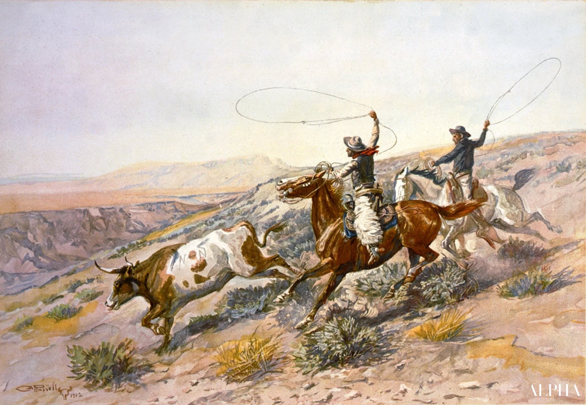 Les Buckaroos - Charles Marion Russell - Reproducties van hoogwaardige schilderijen en schilderijen