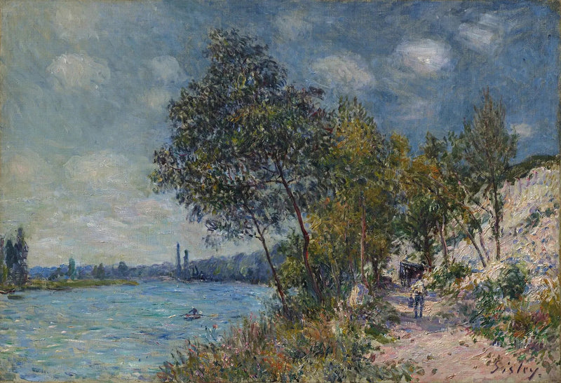 De steenhouwerijen van Veneux in de zon, ochtend - Alfred Sisley
