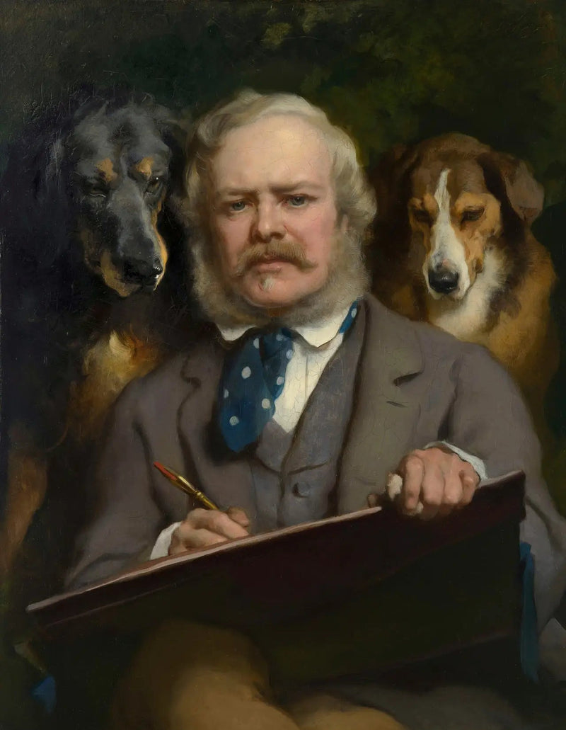 De Kenners: Portret van de kunstenaar met twee honden - Edwin Henry Landseer

Source:
Les Connaisseurs : Portrait de l'artiste avec deux chiens - Edwin Henry Landseer