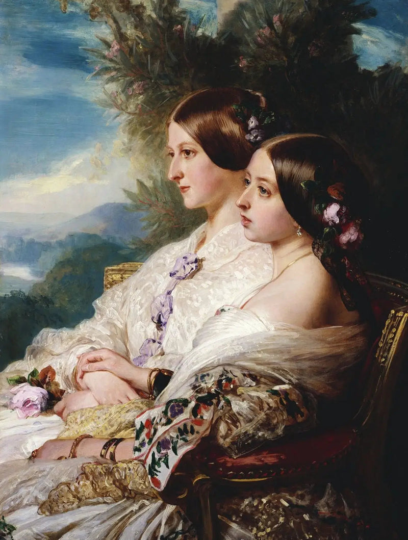 De nichten: Koningin Victoria en Victoria, hertogin van Nemours - Franz Xaver Winterhalter

Source:
Les cousines : la reine Victoria et Victoire, duchesse de Nemours - Franz Xaver Winterhalter