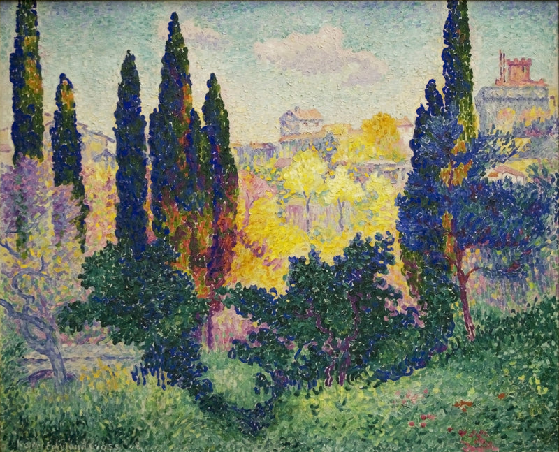 De cipressen in Cagnes - Henri-Edmond Cross