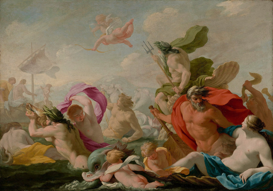 De zeegoden die eer betuigen aan de Liefde - Eustache Le Sueur