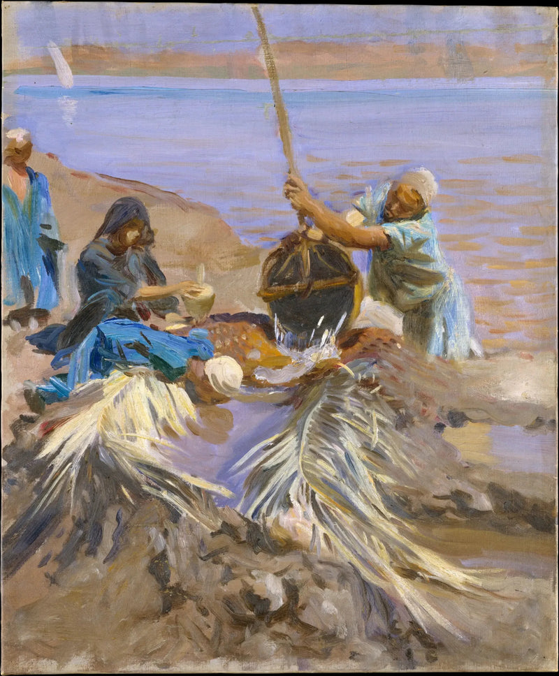 De Egyptenaren brengen het water van de Nijl omhoog - John Singer Sargent