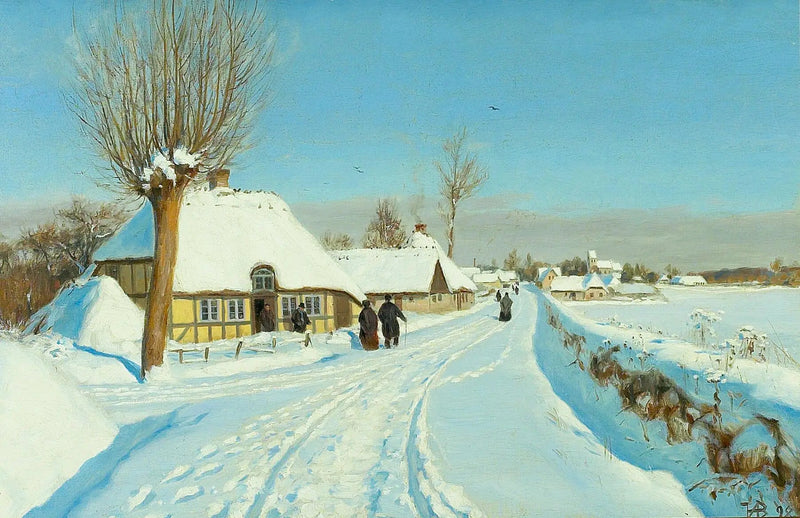 De gelovigen gaan op kerstochtend naar de kerk. - H. A. Brendekilde

Source:
Les fidèles se dirigent vers l'église le matin de Noël. - H. A. Brendekilde