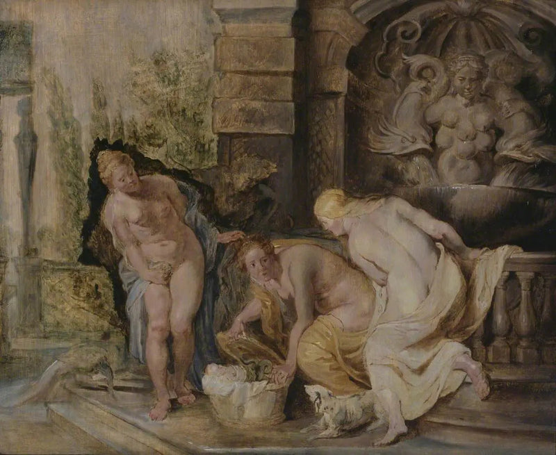 De meisjes van Cécrops die Érichthonios ontdekken - Peter Paul Rubens