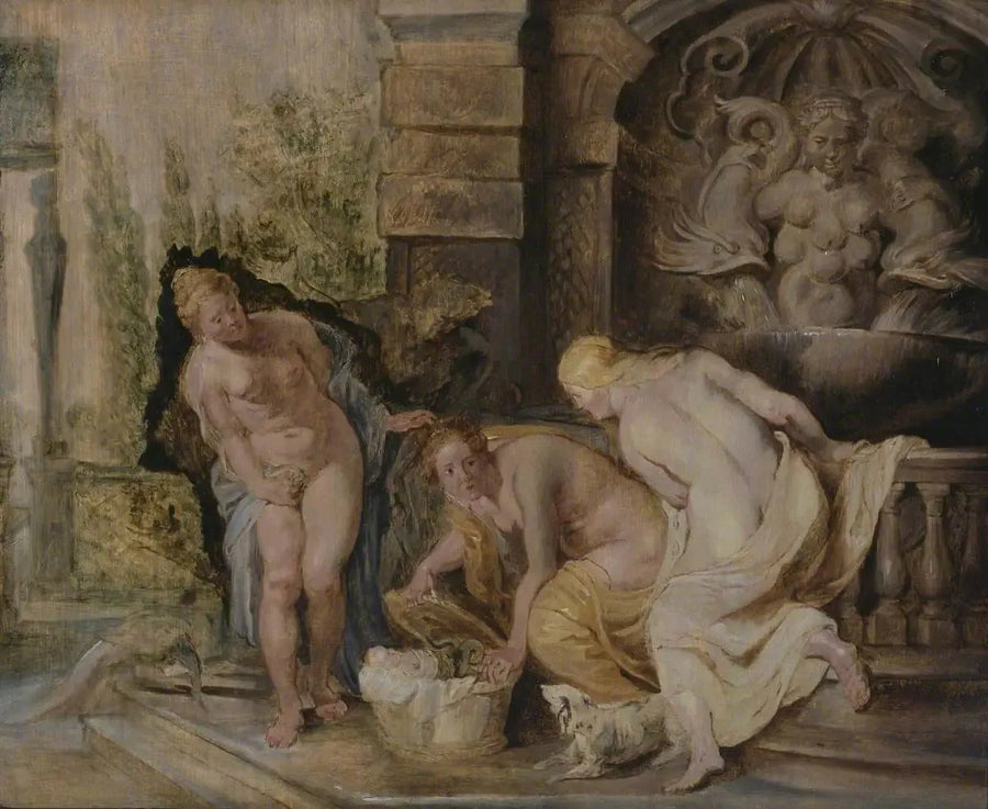 De meisjes van Cécrops die Érichthonios ontdekken - Peter Paul Rubens