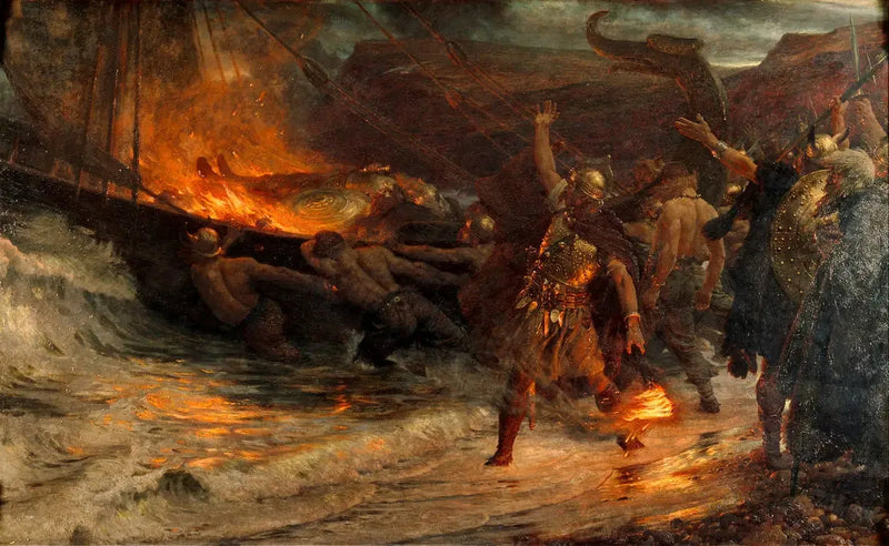 De begrafenis van een Viking - Frank Bernard Dicksee