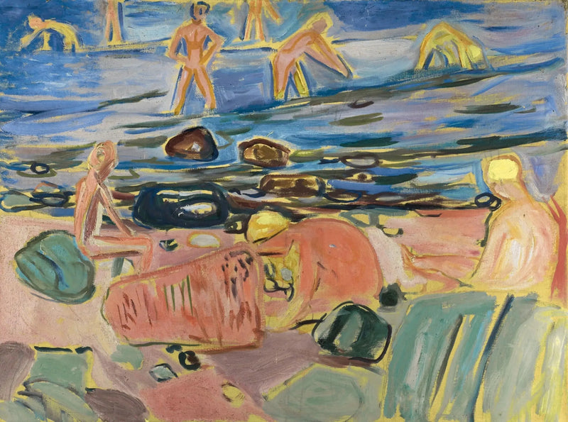 De jongens die zich aan het baden zijn - Edvard Munch