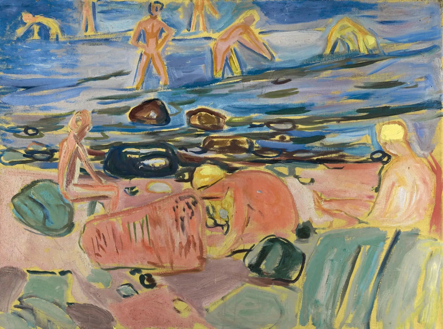 De jongens die zich aan het baden zijn - Edvard Munch