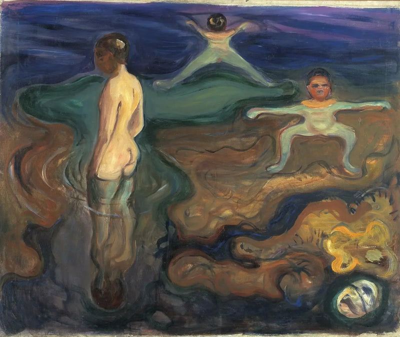 De jongens die zich aan het baden zijn - Edvard Munch