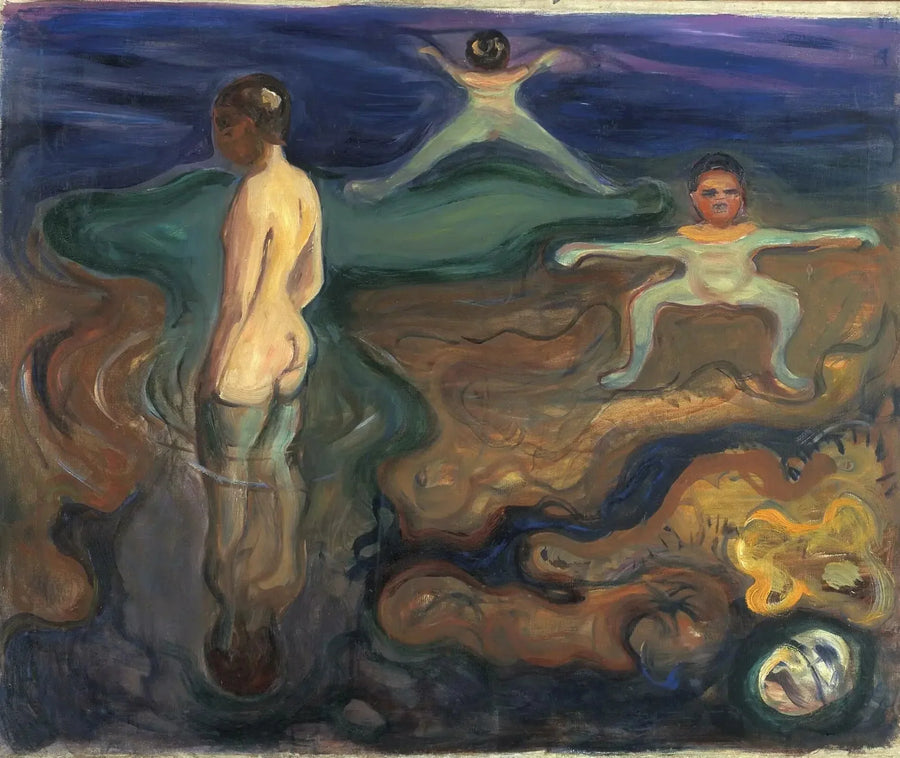 De jongens die zich aan het baden zijn - Edvard Munch