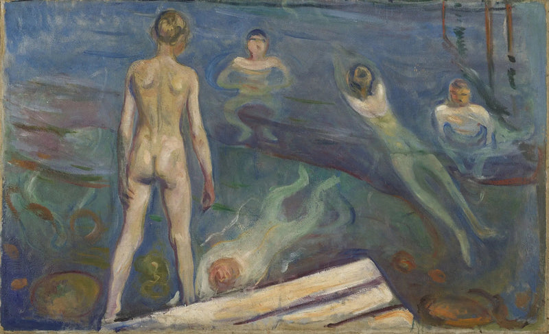 De jongens die zich aan het baden zijn - Edvard Munch