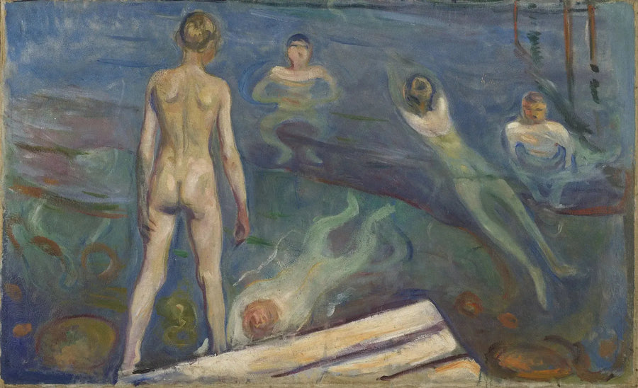 De jongens die zich aan het baden zijn - Edvard Munch