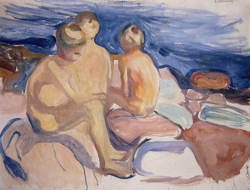 De jongens die zich aan het baden zijn - Edvard Munch