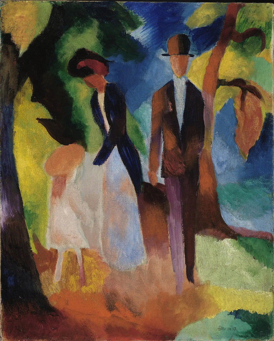 De mensen aan de rand van het blauwe meer - August Macke
