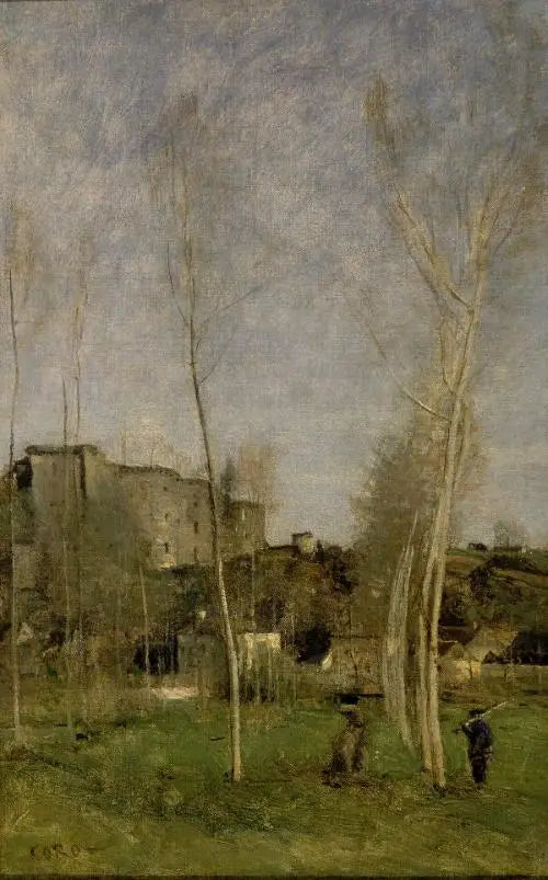 De glacis van een vervallen kasteel - Jean-Baptiste Camille Corot