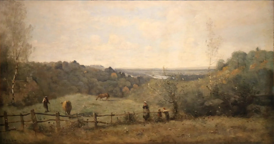 De hooglanden van Sèvres. Omheinde weide - Jean-Baptiste Camille Corot