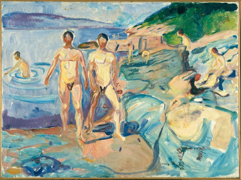 De mannen die zich baden - Edvard Munch