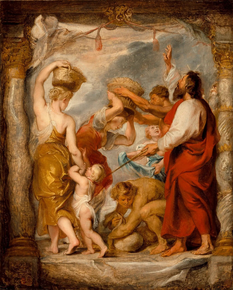 De Israëlieten verzamelen de manna in de woestijn - Peter Paul Rubens