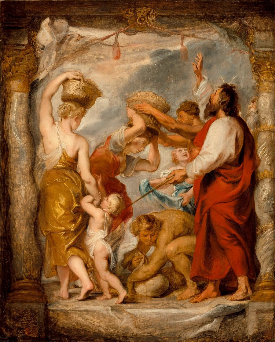 De Israëlieten verzamelen de manna in de woestijn - Peter Paul Rubens