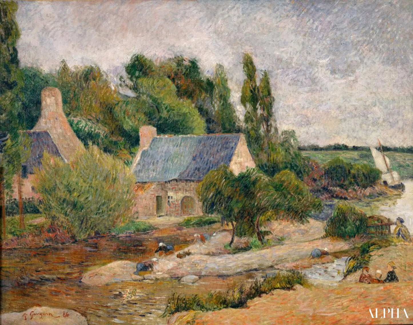 De wassers aan Pont-Aven - Paul Gauguin - Reproducties van schilderijen en hoogwaardige schilderijen