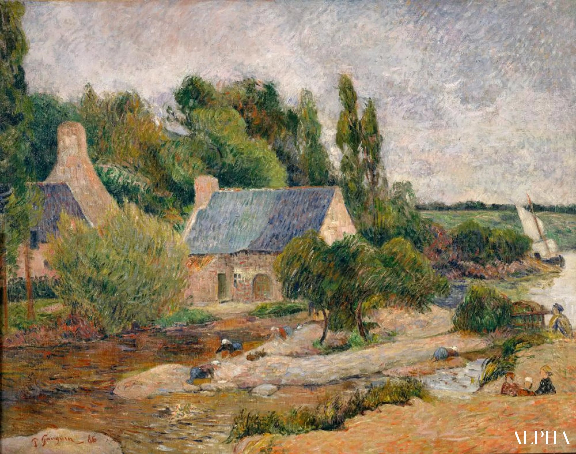 De wassers aan Pont-Aven - Paul Gauguin - Reproducties van schilderijen en hoogwaardige schilderijen