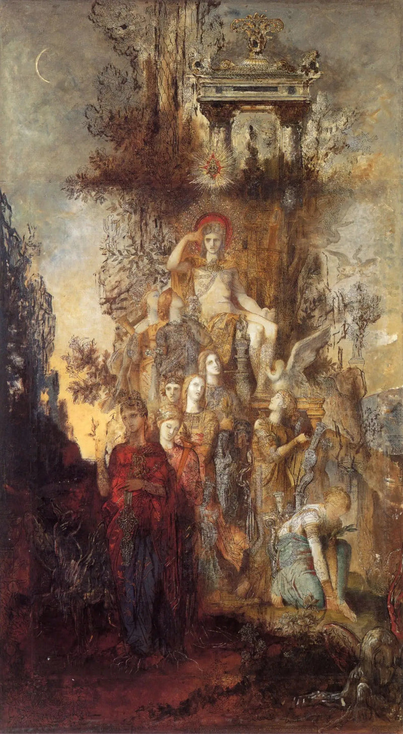 De muzeën verlaten Apollo, hun vader, om de wereld te verlichten - Gustave Moreau