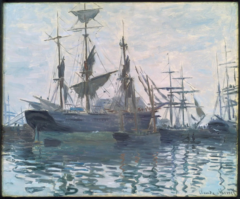 De schepen in een haven - Claude Monet