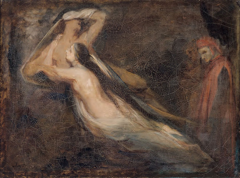 De schaduwen van Paolo en Francesca die verschijnen voor Dante en Virgilius - Ary Scheffer
