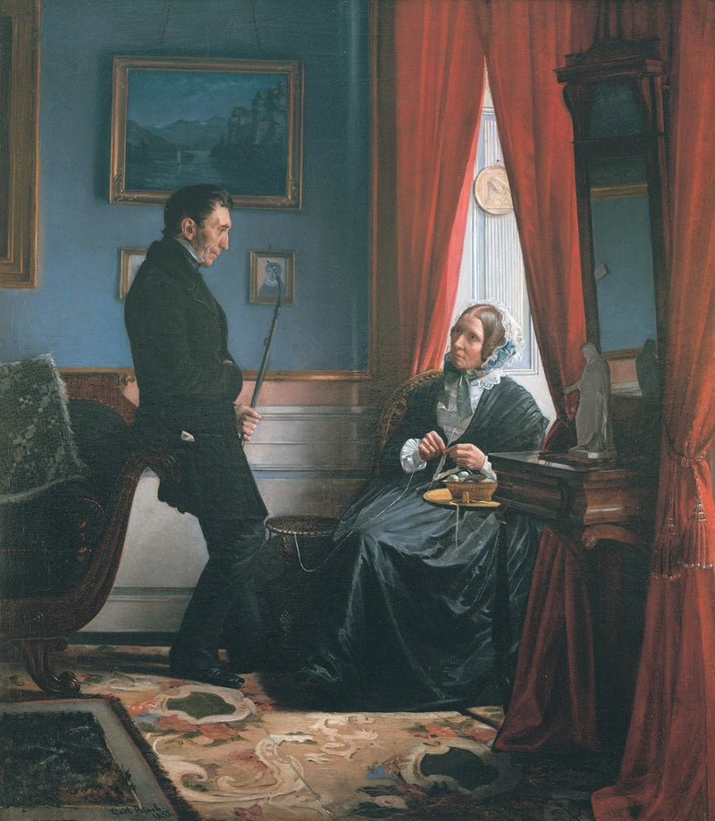 De ouders van de kunstenaar, de heer en mevrouw J. P. Bloch, in hun woonkamer - Carl Heinrich Bloch