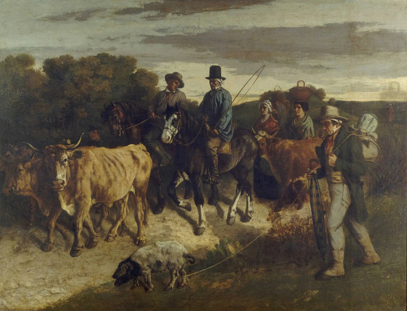 De boeren van Flagey die terugkeren van de markt - Gustave Courbet