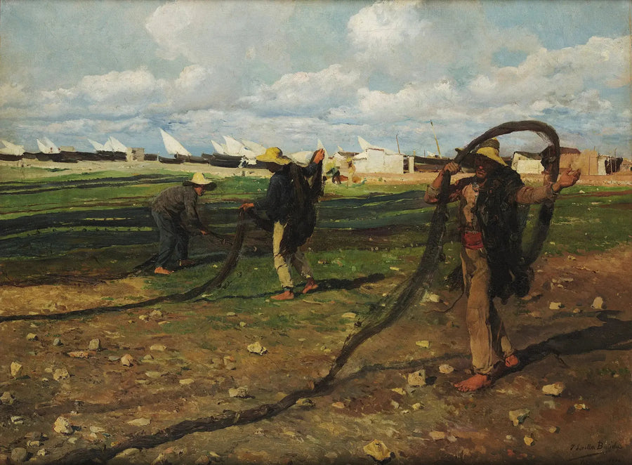 De vissers halen hun netten op - Joaquín Sorolla