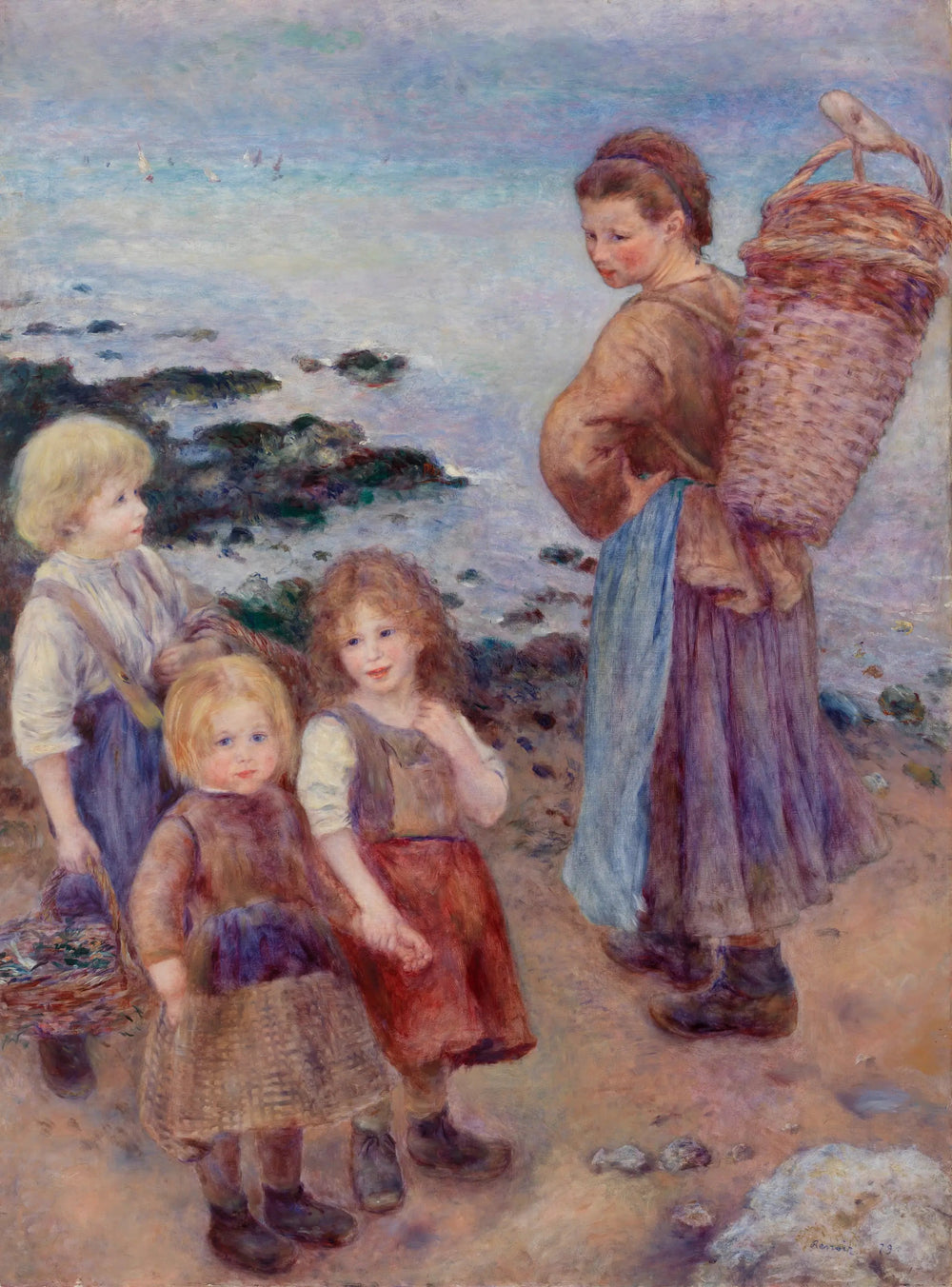Les pêcheuses de moules à Berneval - Pierre-Auguste Renoir image 1 reproduction de peinture à l’huile